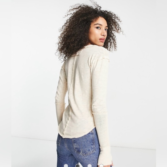 5 for $25❗️Free People Phoebe jersey henley top in ivory - Picture 5 of 13